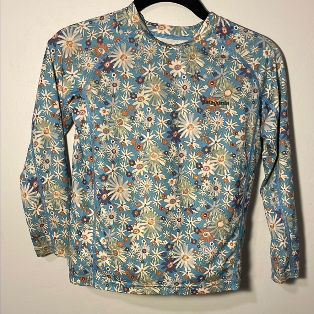 Patagonia Capilene Blue Floral Long Sleeve Sun Shirt